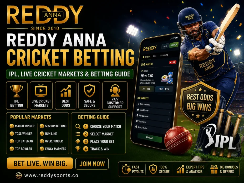 Reddy Anna Cricket Betting – IPL, Live Cricket Markets & Betting Guide